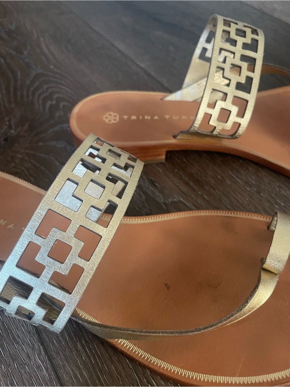 Trina Turk Gold Metallic Brentwood Sandals, size 8 1/2 - Picture 2 of 8
